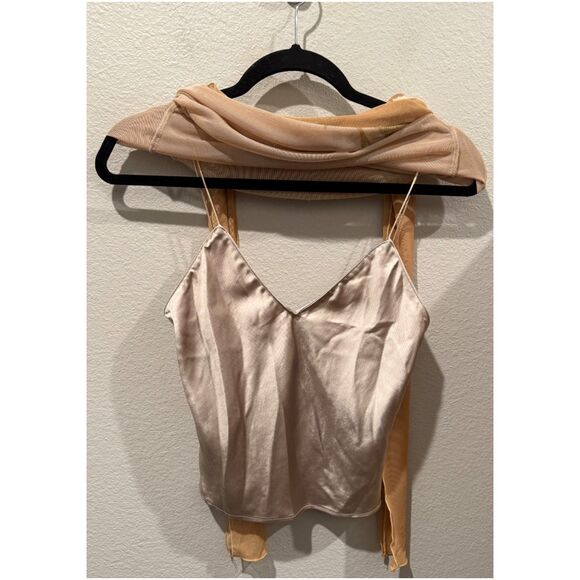 ZARA Mesh Tulle Top Printed Blouse - Picture 4 of 6